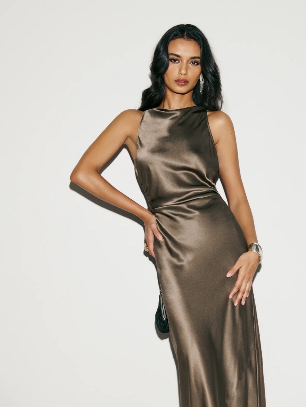 Reformation Anaiis Silk Maxi Dress Morel New - Picture 4 of 7